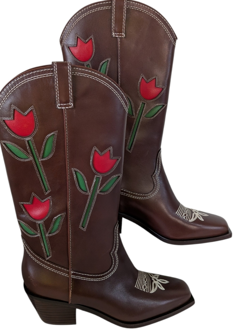 Randall Loeffler Espresso Vachetta with Tulips Wilder Boots...Size 9 - Picture 4 of 10